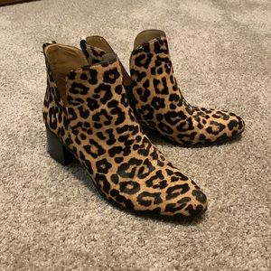 Franco Sarto Genuine cowhide leather leopard cheetah booties size 9 EUC